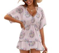 Treer Chiffon Copricostume da Bagno Donna Mare Scollo a V Bikini Cover Up Vestiti Donna Estate Abito da Spiaggia Interi Beachwear Spiaggia da Mare per Piscina Beach (Huevo de Pascua 13,S)