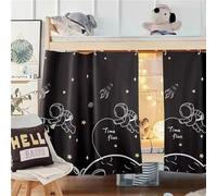 Treer Cortina de Cama Litera, Cortina Opaca para Cama para Dormitorio de Estudiantes Cortina de Sombra Antipolvo Protección de Privacidad para Litera Dormitorio de Cama (Astronauta Negro,1.5x2M)