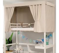 Treer Cortina de Cama Litera, Cortina Opaca para Cama para Dormitorio de Estudiantes Cortina de Sombra Antipolvo Protección de Privacidad para Litera Dormitorio de Cama (Beige,1.2x2M)