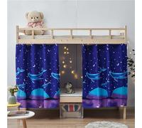 Treer Cortina de Cama Litera, Cortina Opaca para Cama para Dormitorio de Estudiantes Cortina de Sombra Antipolvo Protección de Privacidad para Litera Dormitorio de Cama (1.5x2M,Ballena Azul)