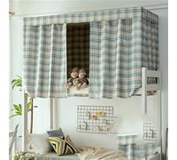 Treer Cortina de Cama Litera, Cortina Opaca para Cama para Dormitorio de Estudiantes Cortina de Sombra Antipolvo Protección de Privacidad para Litera Dormitorio de Cama (Plaid Azul,1.2x2M)