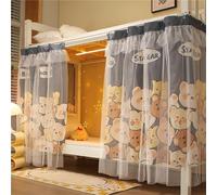 Treer Cortina de Cama Litera, Cortina Opaca para Cama para Dormitorio de Estudiantes Cortina de Sombra Antipolvo Protección de Privacidad para Litera Dormitorio de Cama (1.35x2M,Osos)