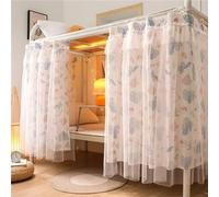 Treer Cortina de Cama Litera, Cortina Opaca para Cama para Dormitorio de Estudiantes Cortina de Sombra Antipolvo Protección de Privacidad para Litera Dormitorio de Cama (1.35x2M,Hibisco Azul)