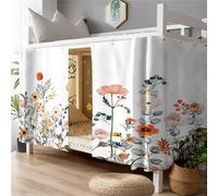 Treer Cortina de Cama Litera Impresión,Manta Antipolvo, Cortina de Cama Opaca Entrepiso para Dormitorio Estudiantil, Cubierta de Privacidad (Flor,1.2M x 2M(2 Piezas))