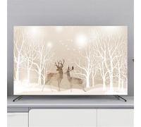 Treer Cubierta Antipolvo para TV, Universal Funda para Televisor Cubierta de Televisión Elástico Protector Pantalla de Funda para 32 a 80 Pulgadas (65 Pulgadas,Alce Caqui)