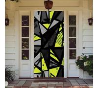 Treer Cubierta de Puerta de Elastica Ajustable, Decoración de Bandera Colgante de Fondo Cubierta de Puerta para Todo el Año, Porche, Exterior Interior, Fiesta (90x210cm,Geometría 6)