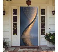 Treer Cubierta de Puerta de Elastica Ajustable, Decoración de Bandera Colgante de Fondo Cubierta de Puerta para Todo el Año, Porche, Exterior Interior, Fiesta (Río de luz Estelar,90x210cm)