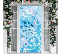Treer Cubierta de Puerta de Elastica Ajustable, Motivo Escamas de Pescado Decoración de Bandera Colgante de Fondo Cubierta de Puerta para Todo el Año, Porche (Estilo 5,90x210cm)