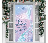 Treer Cubierta de Puerta de Elastica Ajustable, Motivo Escamas de Pescado Decoración de Bandera Colgante de Fondo Cubierta de Puerta para Todo el Año, Porche (Estilo 1,90x210cm)