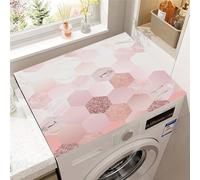Treer Cubierta para Lavadora, Mármol 3D Absorbente Alfombrilla de Secado Rápido para Lavadoras, Suave y Recortable Adecuada para Secadoras Cocinas Baños (Rosa1,50x60cm)