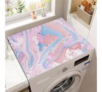 Treer Cubierta para Lavadora, Mármol 3D Absorbente Alfombrilla de Secado Rápido para Lavadoras, Suave y Recortable Adecuada para Secadoras Cocinas Baños (Rosa Claro,60x60cm)