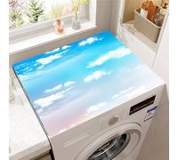 Treer Cubierta para Lavadora, Nubes 3D Absorbente Alfombrilla de Secado Rápido para Lavadoras, Suave y Recortable Adecuada para Secadoras Cocinas Baños (Azul Cielo,30x40cm)