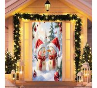 Treer Decoración de Cubierta de Puerta de Navidad, Pancarta de la Puerta de Navidad Entrada Exterior Interior Casa, Bandera de Fondo Foto Decoraciones de Fiesta (Estilo SJ-6,90x200cm)