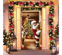Treer Decoración de Cubierta de Puerta de Navidad, Pancarta de la Puerta de Navidad Entrada Exterior Interior Casa, Bandera de Fondo Foto Decoraciones de Fiesta (Papá Noel 2,90x200cm)
