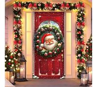 Treer Decoración de Cubierta de Puerta de Navidad, Pancarta de la Puerta de Navidad Entrada Exterior Interior Casa, Bandera de Fondo Foto Decoraciones de Fiesta (Papá Noel 9,90x200cm)
