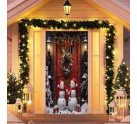 Treer Decoración de Cubierta de Puerta de Navidad, Pancarta de la Puerta de Navidad Entrada Exterior Interior Casa, Bandera de Fondo Foto Decoraciones de Fiesta (Estilo SJ-2,90x200cm)