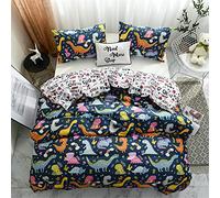 Treer Dinosaurio Juego de Ropa de Cama, Microfibra Suave Transpirable Estilo Nórdico Niños Juego de Fundas Edredón con 1 Funda Nórdica + 1/2 Funda de Almohada (Dinosaurio Multicolor,220x240cm)