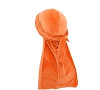 Treer Durag de Terciopelo de Hombres Mujers, Turbante de Cola Larga Gorra de Pirata Sombrero Bandana Suave Unisex para Danza Callejera,Ciclismo al Aire Libre y Decoración Diaria (100cm,Naranja)
