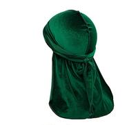 Treer Durag de Terciopelo de Hombres Mujers, Turbante de Cola Larga Gorra de Pirata Sombrero Bandana Suave Unisex para Danza Callejera,Ciclismo al Aire Libre y Decoración Diaria (100cm,Verde)