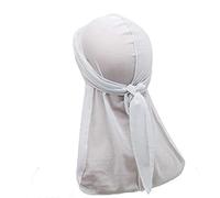 Treer Durag de Terciopelo de Hombres Mujers, Turbante de Cola Larga Gorra de Pirata Sombrero Bandana Suave Unisex para Danza Callejera,Ciclismo al Aire Libre y Decoración Diaria (100cm,Blanco)