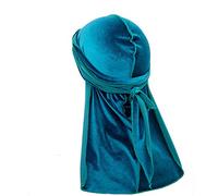 Treer Durag de Terciopelo de Hombres Mujers, Turbante de Cola Larga Gorra de Pirata Sombrero Bandana Suave Unisex para Danza Callejera,Ciclismo al Aire Libre y Decoración Diaria (100cm,Índigo)