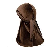 Treer Durag de Terciopelo de Hombres Mujers, Turbante de Cola Larga Gorra de Pirata Sombrero Bandana Suave Unisex para Danza Callejera,Ciclismo al Aire Libre y Decoración Diaria (100cm,Marrón)