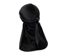 Treer Durag de Terciopelo de Hombres Mujers, Turbante de Cola Larga Gorra de Pirata Sombrero Bandana Suave Unisex para Danza Callejera,Ciclismo al Aire Libre y Decoración Diaria (100cm,Negro)