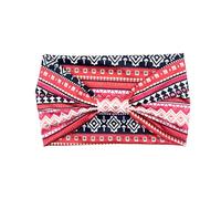 Treer Elásticas Cinta de Pelo Mujer, 2/4/6 Piezas Diadema Mujer Pañuelos Cabeza Suave Turbantes, Retro Bohemio Headband para Correr, Yoga, Fitness y Entrenamiento (Rojo,4 piezas)