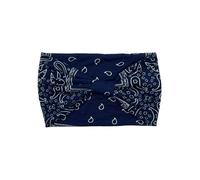 Treer Elásticas Cinta de Pelo Mujer, Diadema Mujer Estilo Paisley Pañuelos Cabeza Suave Turbantes, Verano Headband para Correr, Yoga, Fitness y Entrenamiento (Azul marino 2,24x15cm)