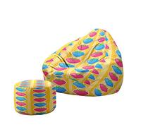 Treer Fruta de Moda 3D Funda Puff Pera Salon sin Relleno, Cojín Puff Pera Bean Bag con Reposapies Bolsa de Frijol con Cremallera para Interior, Exterior, Oficina, Salón (Estilo C,90x100+20x30cm)