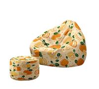 Treer Fruta de Moda 3D Funda Puff Pera Salon sin Relleno, Cojín Puff Pera Bean Bag con Reposapies Bolsa de Frijol con Cremallera para Interior, Exterior, Oficina, Salón (Estilo F,90x100+20x30cm)