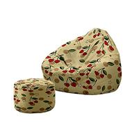 Treer Fruta de Moda 3D Funda Puff Pera Salon sin Relleno, Cojín Puff Pera Bean Bag con Reposapies Bolsa de Frijol con Cremallera para Interior, Exterior, Oficina, Salón (Patrón 1,80x90+20x30cm)