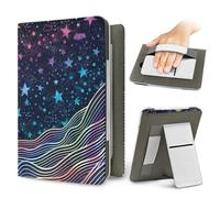 Treer Funda 7" Kindle Paperwhite 2024 (12ª Gen) y para 2021 (11ª Gen), para Kindle Colorsoft 2024 (1ª Gen) - Protectora Soporte Cover con Correa de Mano, 3D Universo (Estrellas Azules)