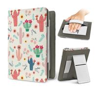 Treer Funda 7" Kindle Paperwhite 2024 (12ª Gen) y para 2021 (11ª Gen), para Kindle Colorsoft 2024 (1ª Gen) - Protectora Soporte Cover con Correa de Mano, 3D Flores (Cactus 04)