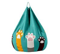 Treer Funda de Puff Sin Relleno, Bolsa de Frijoles con Lindo Patrón de Gatito 3D, Funda de Puff Pera para Adulto y Niños, para Guardar Juguetes de Peluche, Sofá Perezoso (80x90cm,Verde)
