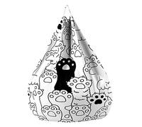 Treer Funda de Puff Sin Relleno, Bolsa de Frijoles con Lindo Patrón de Gatito 3D, Funda de Puff Pera para Adulto y Niños, para Guardar Juguetes de Peluche, Sofá Perezoso (100x120cm,Pata De Gato)