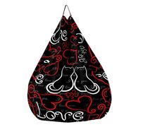 Treer Funda de Puff Sin Relleno, Bolsa de Frijoles con Lindo Patrón de Gatito 3D, Funda de Puff Pera para Adulto y Niños, para Guardar Juguetes de Peluche, Sofá Perezoso (100x120cm,Amor Gato)