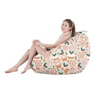 Treer Funda de Puff Sin Relleno con Estampado Navideño para Adulto y Niños, Puff Pera para Salón, Terraza, Jardin, Bean Bag Sofá Sillon Puf Perezoso Suave y Confortable (Galletas,60x75cm)
