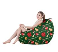 Treer Funda de Puff Sin Relleno con Estampado Navideño para Adulto y Niños, Puff Pera para Salón, Terraza, Jardin, Bean Bag Sofá Sillon Puf Perezoso Suave y Confortable (Caramelos,60x75cm)