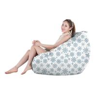 Treer Funda de Puff Sin Relleno con Estampado Navideño para Adulto y Niños, Puff Pera para Salón, Terraza, Jardin, Bean Bag Sofá Sillon Puf Perezoso Suave y Confortable (Copos de Nieve,90x110cm)