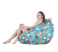 Treer Funda de Puff Sin Relleno con Estampado Navideño para Adulto y Niños, Puff Pera para Salón, Terraza, Jardin, Bean Bag Sofá Sillon Puf Perezoso Suave y Confortable (Papá Noel,100x120cm)