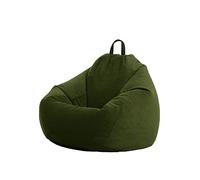 Treer Funda de Puff sin Relleno de Pana Color Sólido Suave Fundas de Puff Pera Bolsa de Frijoles Sofá Perezoso para Adultos y Niños, para Interiores, Jardin, Salon (Verde Oscuro,100x120cm)