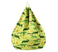 Treer Funda de Puff Sin Relleno Incluido, con Estampado de Dinosaurios, para Terraza, Jardin, Salon o Decoracion Habitacion Niño, Funda de Bolsa de Frijol Sofá Perezoso (100x120cm,Amarillo Verde)