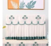 Treer Funda de TV de Encaje para Interiores,Cubierta Antipolvo Decorativa Para Monitor, Funda de Encaje a Prueba de Polvo con Banda Elástica, para 42 a 85 Pulgadas (Verde,42 pulgadas)