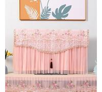 Treer Funda de TV de Encaje para Interiores,Cubierta Antipolvo Decorativa Para Monitor, Funda de Encaje a Prueba de Polvo con Banda Elástica, para 42 a 85 Pulgadas (Rosa,85 pulgadas)