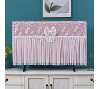 Treer Funda de TV de Encaje para Interiores, Moderno Cubierta Antipolvo Decorativa Para Monitor, Funda de Encaje a Prueba de Polvo con Banda Elástica, para 35 a 75 Pulgadas (Rosa,55 pulgadas)