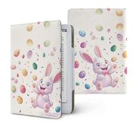 Treer Funda Kindle Compatible con 6-6,8” Kindle Paperwhite, Funda para Pocketbook, E-Book Reader, Universal, Reposo/Despertar Automático, Cierre Magnético, Soporte Plegable (Huevos de Pascua,OneSize)