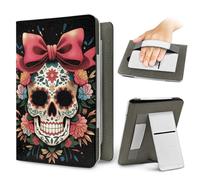 Treer Funda Kindle Compatible con 6,8”-7” Kindle Paperwhite, Funda para Pocketbook, E-Book Reader, Universal, Reposo/Despertar Automático, Cierre Magnético, Soporte Plegable (Lazo Rosa,OneSize)