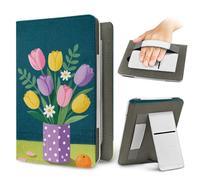 Treer Funda Kindle Compatible con 6,8”-7” Kindle Paperwhite, Funda para Pocketbook, E-Book Reader, Universal, Reposo/Despertar Automático, Cierre Magnético, Soporte Plegable (tulipán 5,OneSize)