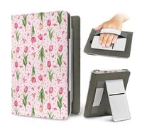 Treer Funda Kindle Compatible con 6,8”-7” Kindle Paperwhite, Funda para Pocketbook, E-Book Reader, Universal, Reposo/Despertar Automático, Cierre Magnético, Soporte Plegable (tulipán 2,OneSize)